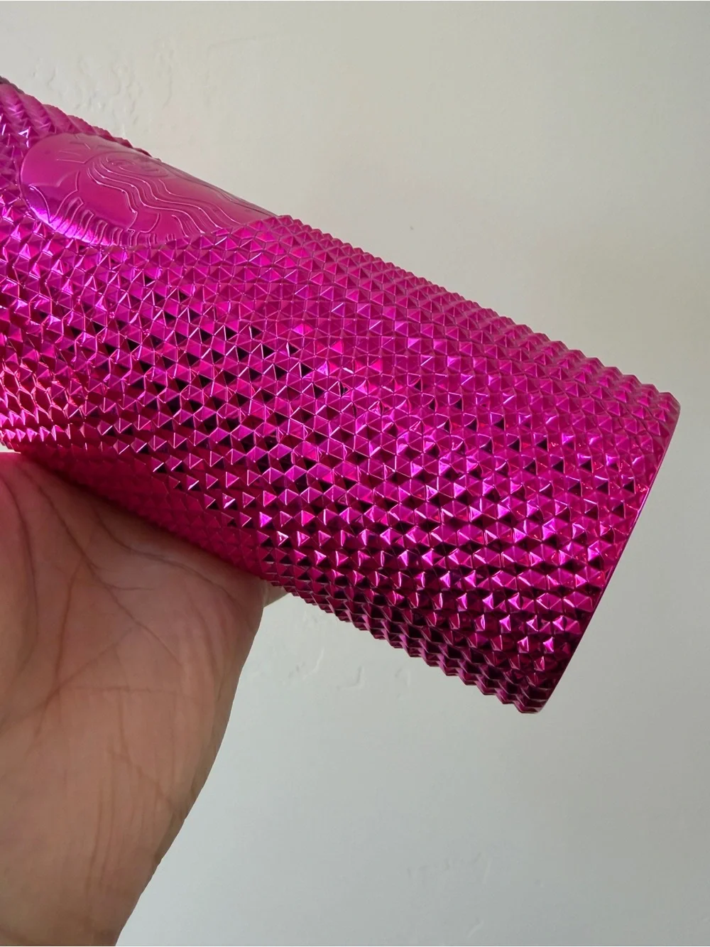 NEW Starbucks 2021 Pink Sangria Bling Metallic Studded Chrome Tumbler 24oz